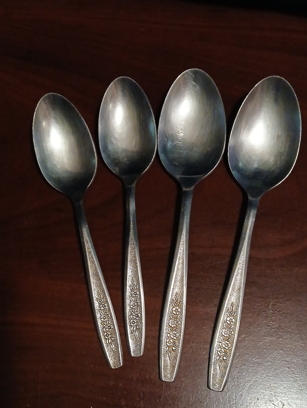 Vintage Floral Stainless Steel Teaspoon/Tablespoon Set - Silver (4 pcs)